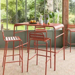 Hoge tuintafel met 4 hoge stoelen metaal