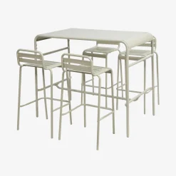 Hoge tuintafel met 4 hoge stoelen metaal