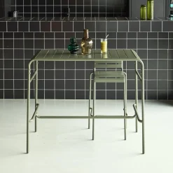 Hoge tuintafel 4 plaatsen metaal