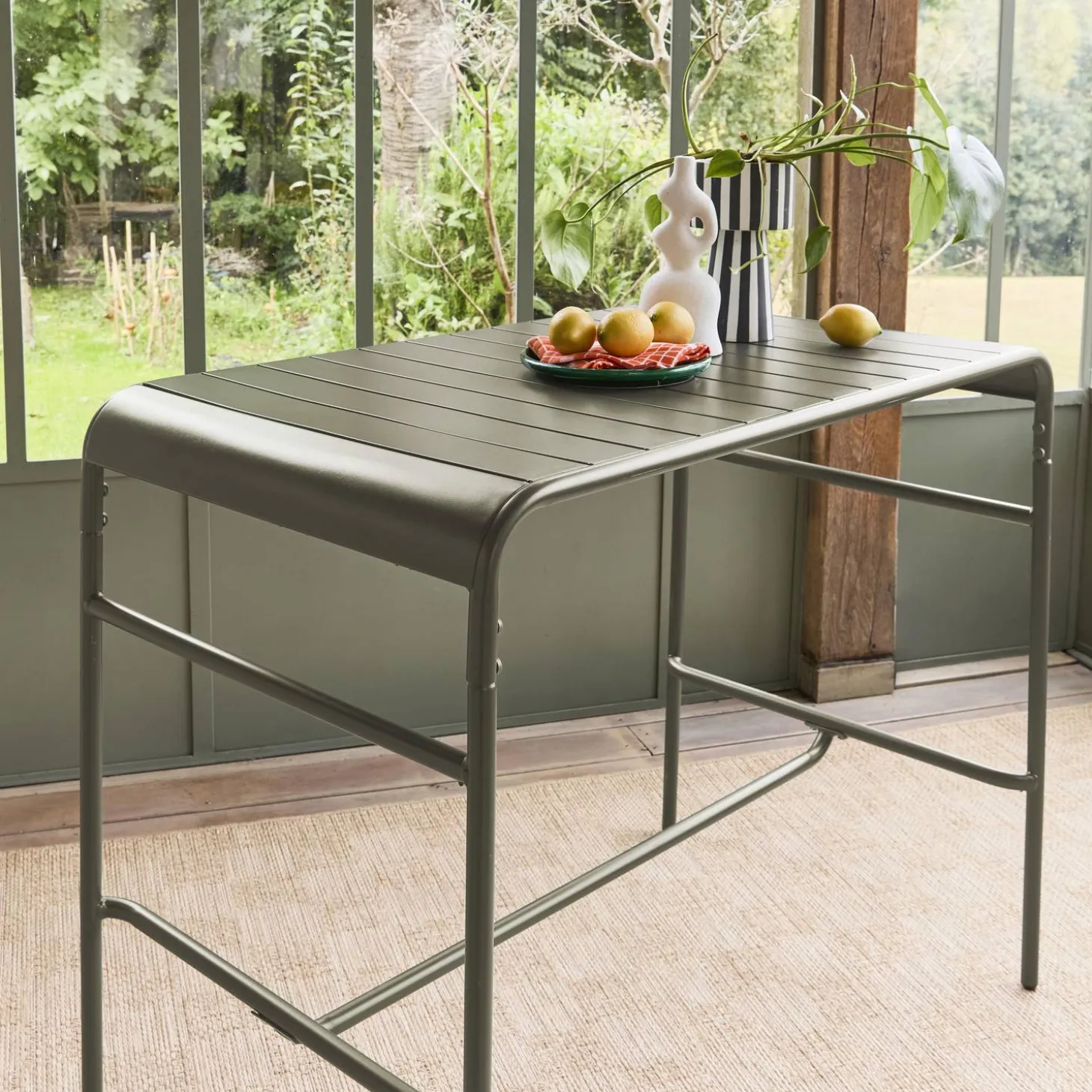 Hoge tuintafel 4 plaatsen metaal