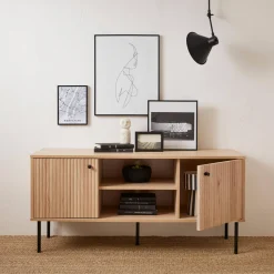 Houten decor TV-meubel, gegroefd - Braga