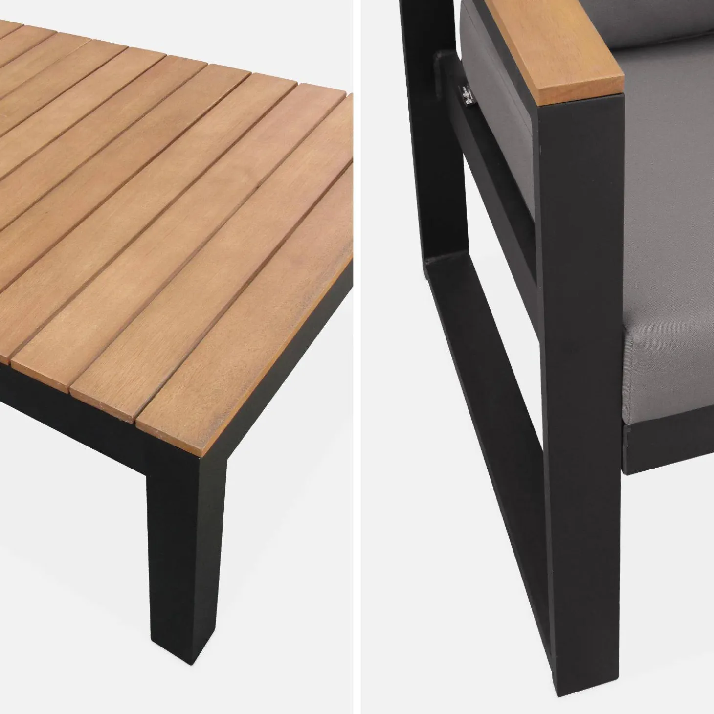 Houten en aluminium loungeset voor 5 personen