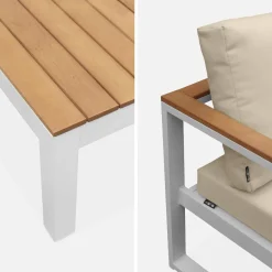 Houten en aluminium loungeset voor 5 personen