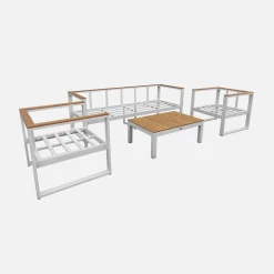 Houten en aluminium loungeset voor 5 personen