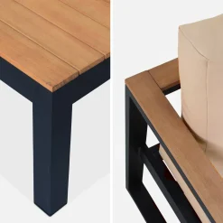 Houten en aluminium loungeset voor 5 personen