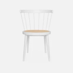Houten en rotan stoelen (set van 4)