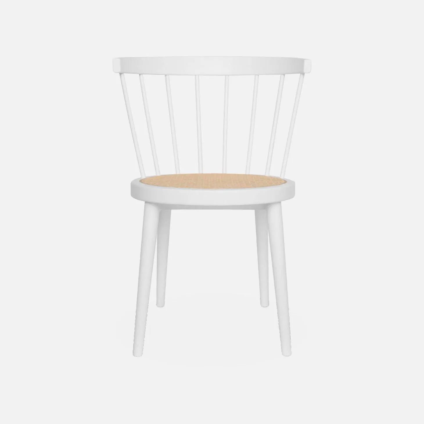 Houten en rotan stoelen (set van 4)