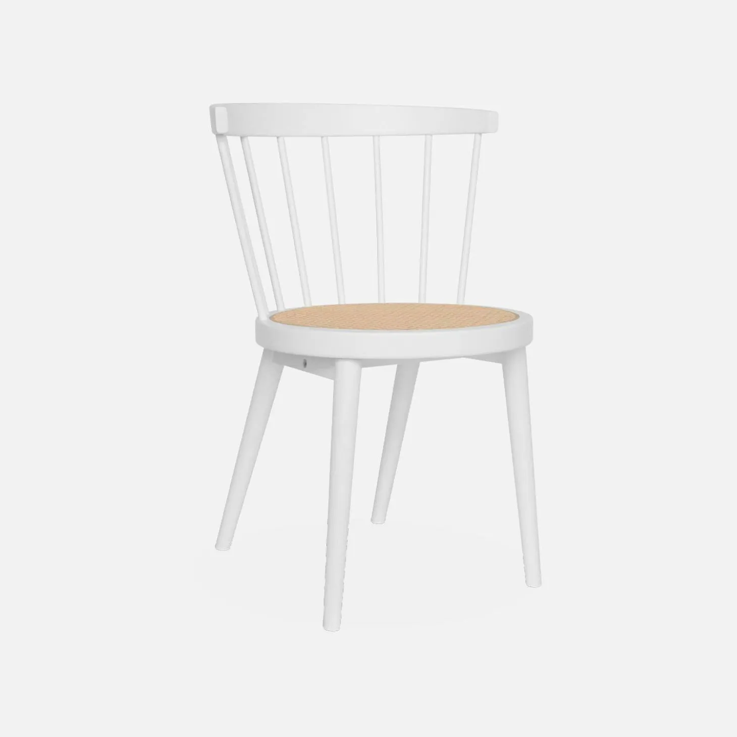 Houten en rotan stoelen (set van 4)
