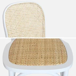 Houten en rotan vintage stoelen (set van 2)