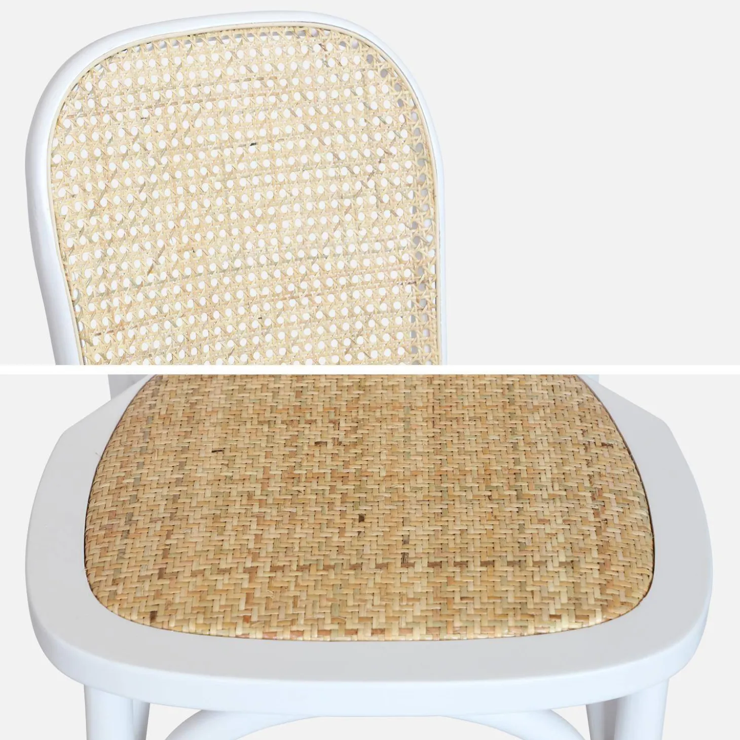 Houten en rotan vintage stoelen (set van 2)