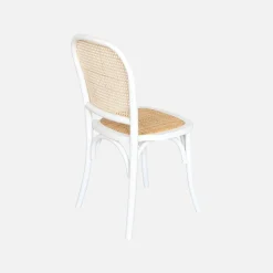 Houten en rotan vintage stoelen (set van 2)