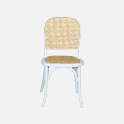Houten en rotan vintage stoelen (set van 2)