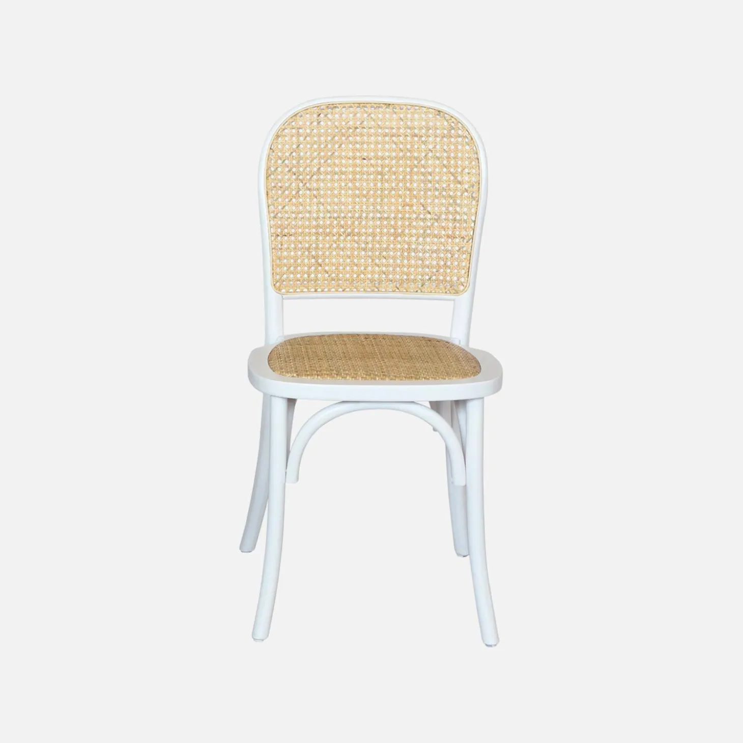 Houten en rotan vintage stoelen (set van 2)