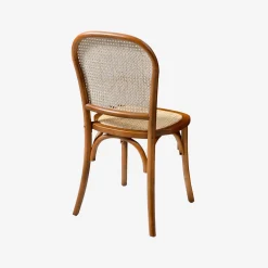 Houten en rotan vintage stoelen (set van 2)