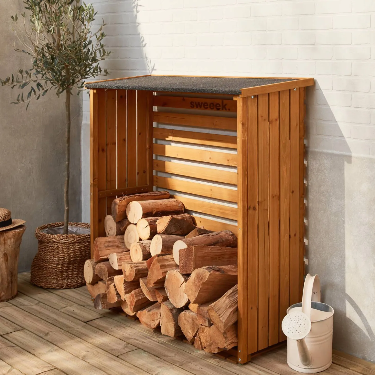 Houten houthok (set van 2)