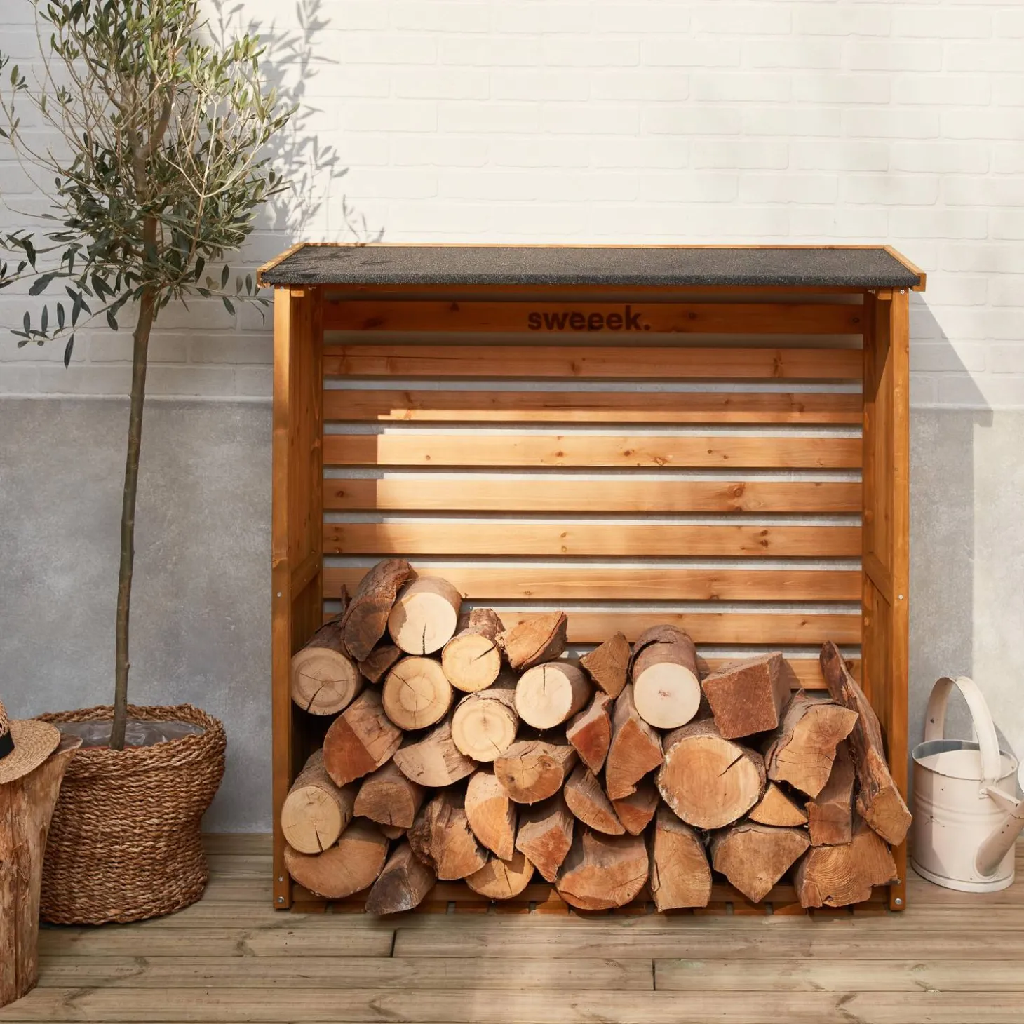 Houten houthok (set van 2)