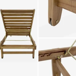 Houten ligstoel met meerdere standen en wielen (set van 2)