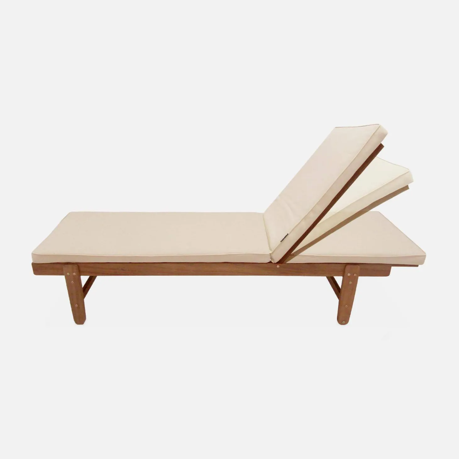 Houten ligstoel met meerdere standen en wielen (set van 2)
