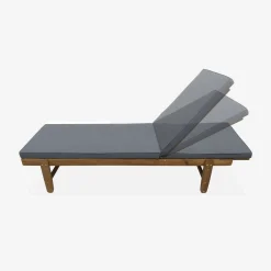 Houten ligstoel met meerdere standen en wielen (set van 2)