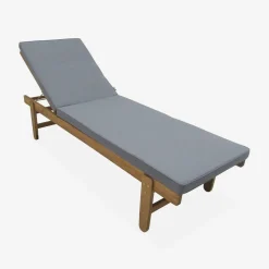 Houten ligstoel met meerdere standen en wielen (set van 2)