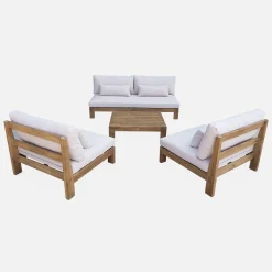 Houten loungeset premium, 5 zitplaatsen