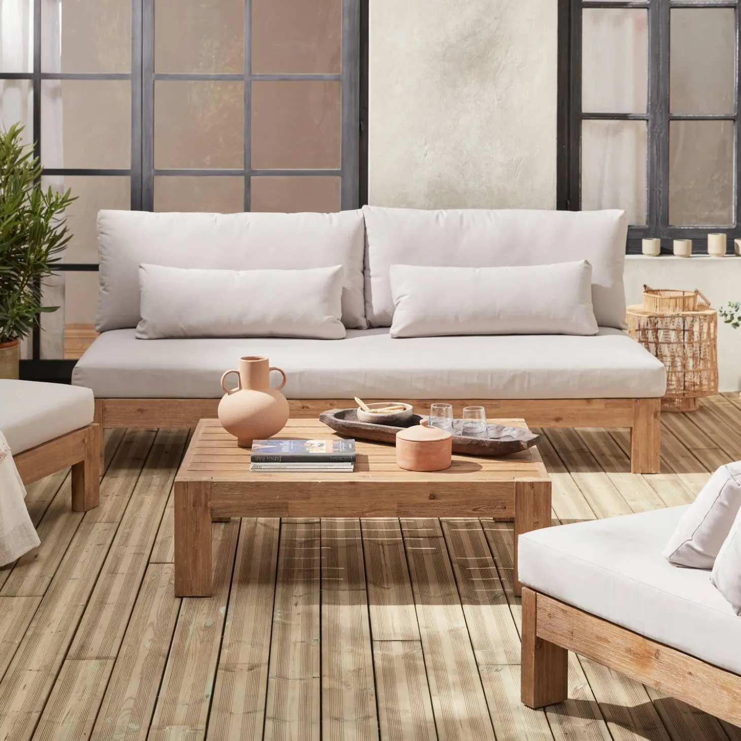 Houten loungeset premium, 5 zitplaatsen
