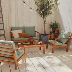 Houten loungeset, 4 zitplaatsen