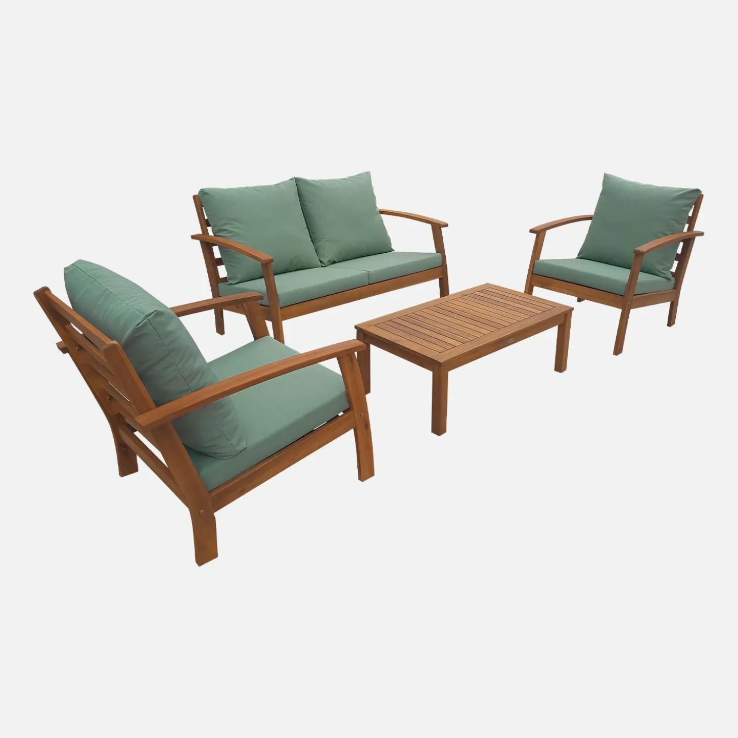 Houten loungeset, 4 zitplaatsen