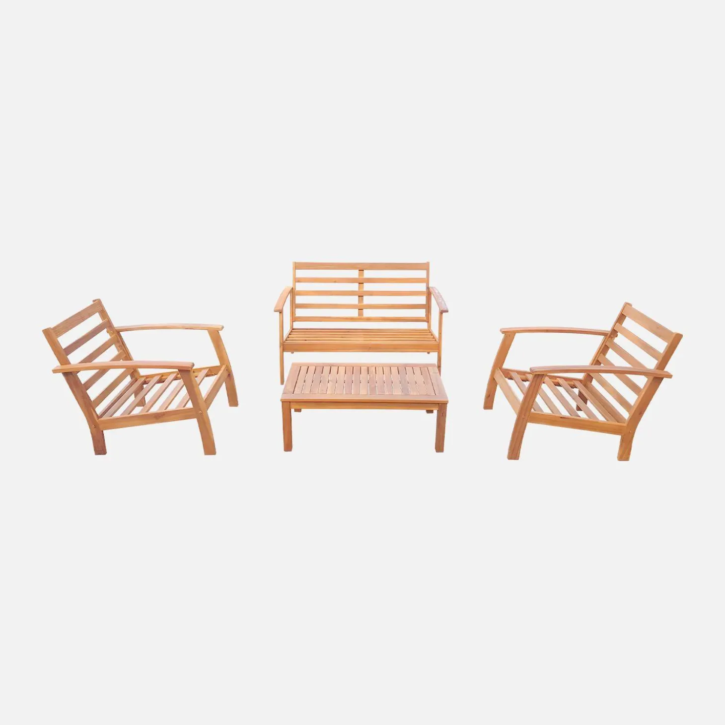 Houten loungeset, 4 zitplaatsen
