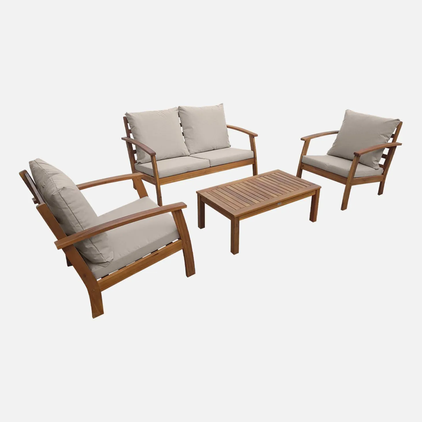 Houten loungeset, 4 zitplaatsen