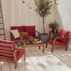 Houten loungeset, 4 zitplaatsen