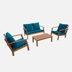 Houten loungeset, 4 zitplaatsen