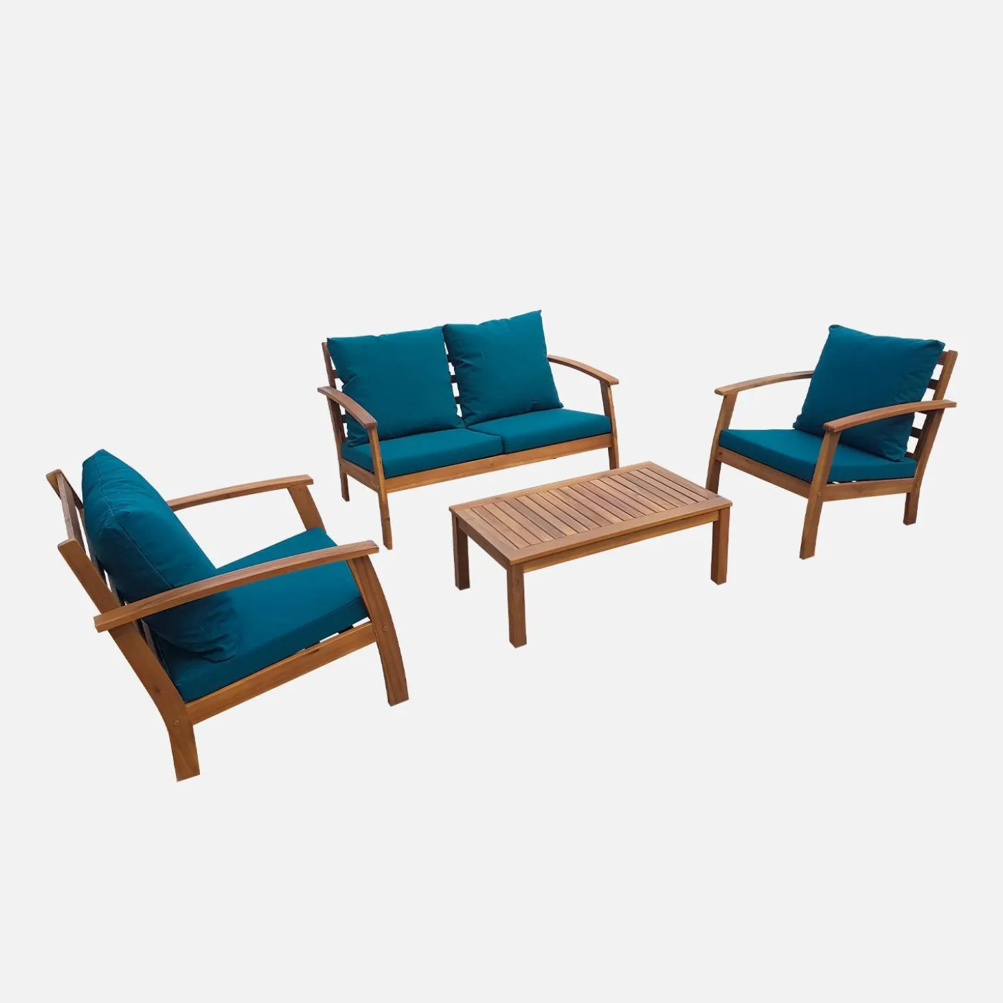 Houten loungeset, 4 zitplaatsen