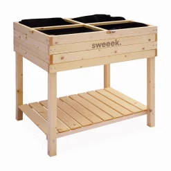 Houten moestuinbak met kap op poten