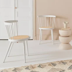 Hout en rotan stoel, set van 2