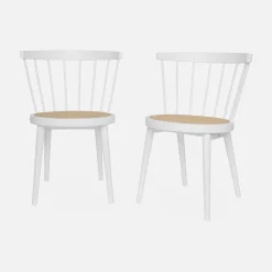 Hout en rotan stoel, set van 2