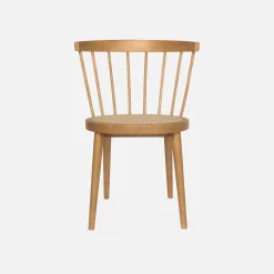 Hout en rotan stoel, set van 2