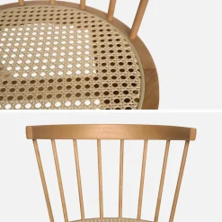Hout en rotan stoel, set van 2