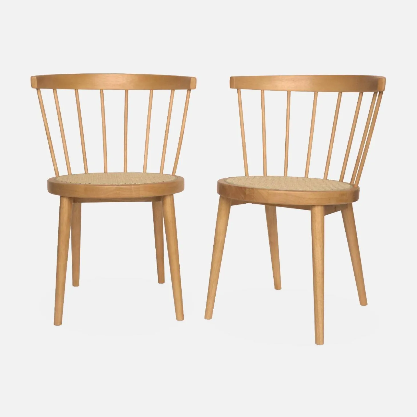 Hout en rotan stoel, set van 2
