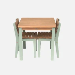 Houten tafel voor kinderen binnen/buiten, 2 stoelen