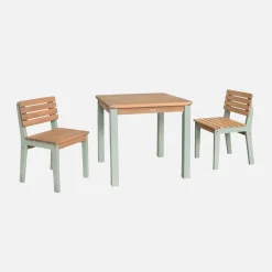Houten tafel voor kinderen binnen/buiten, 2 stoelen