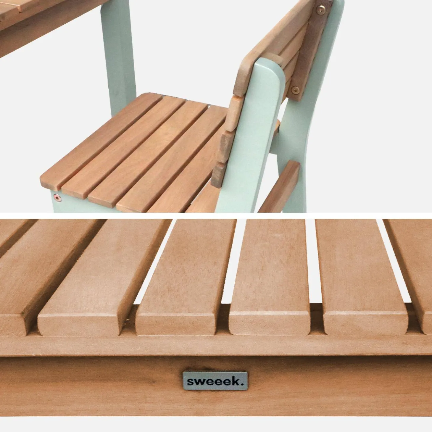 Houten tafel voor kinderen binnen/buiten, 2 stoelen