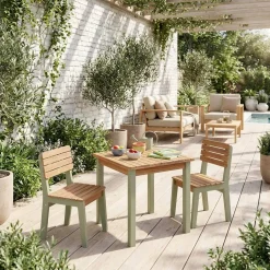 Houten tafel voor kinderen binnen/buiten, 2 stoelen