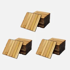 Houten terrastegels, lineair patroon, met latten
