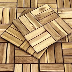 Houten terrastegels, vierkant patroon