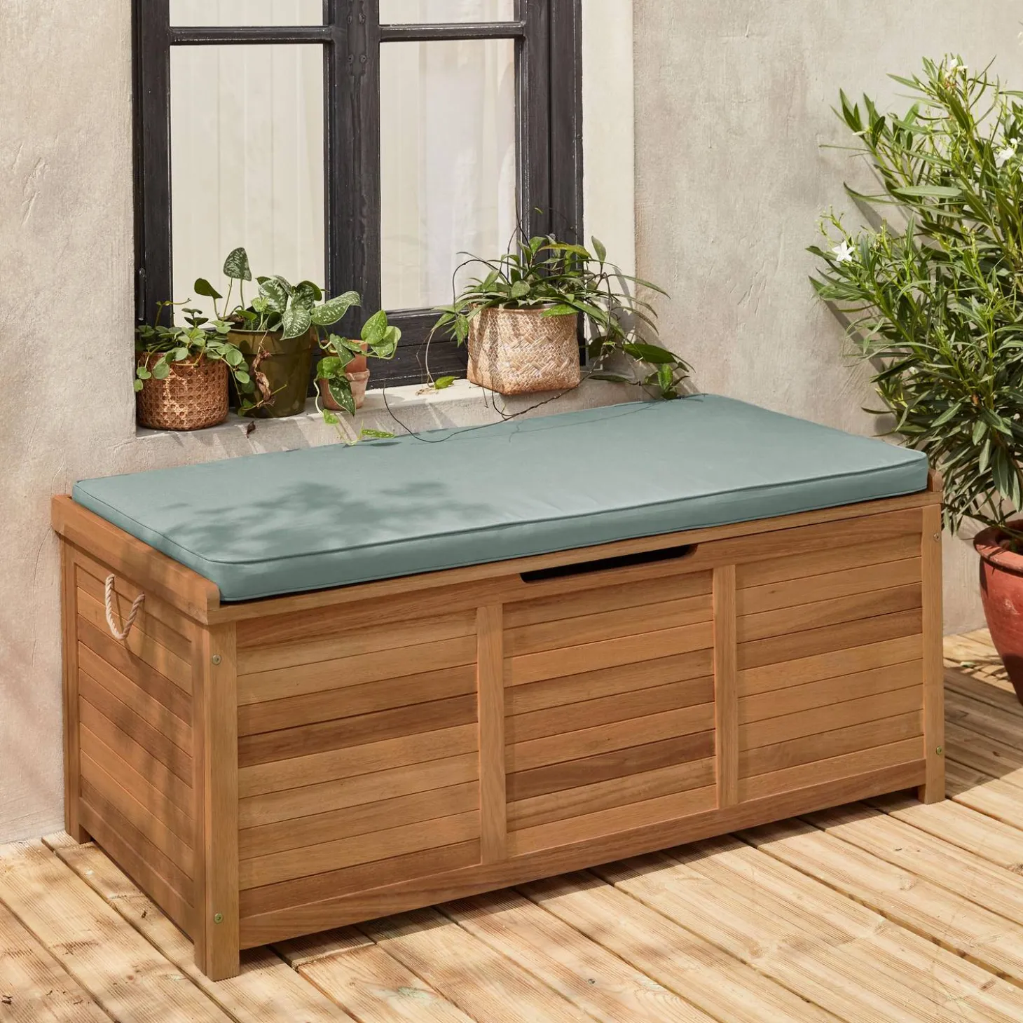 Houten tuinbox 200L met gasveren