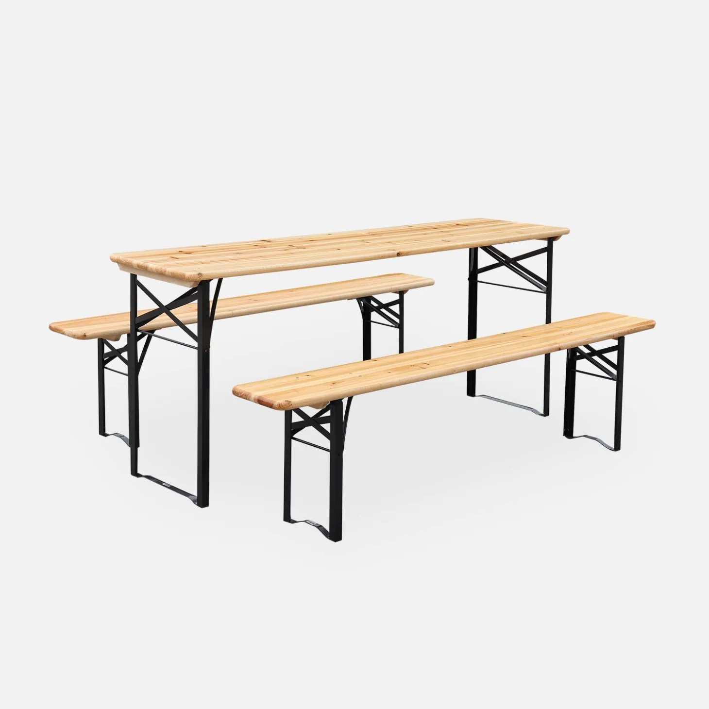 Houten tuintafel 180cm 2 banken