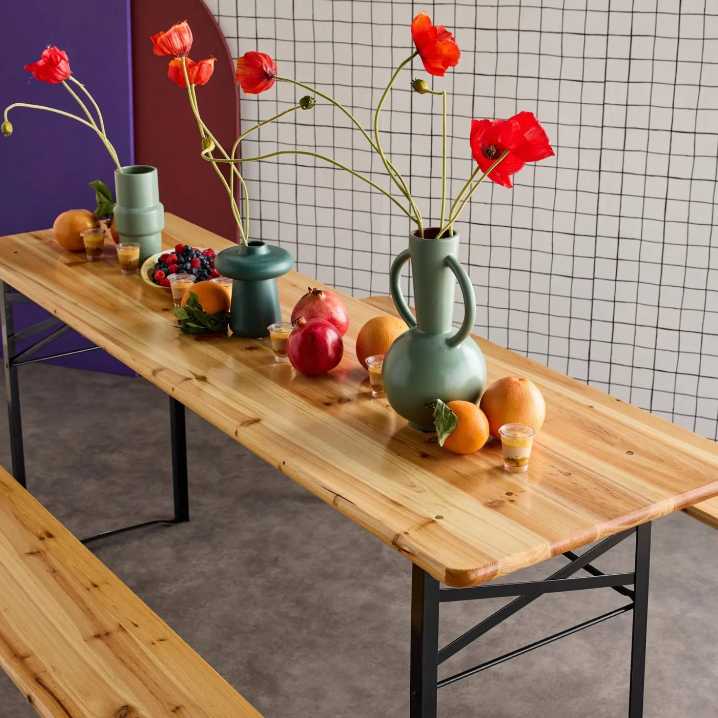Houten tuintafel 180cm 2 banken