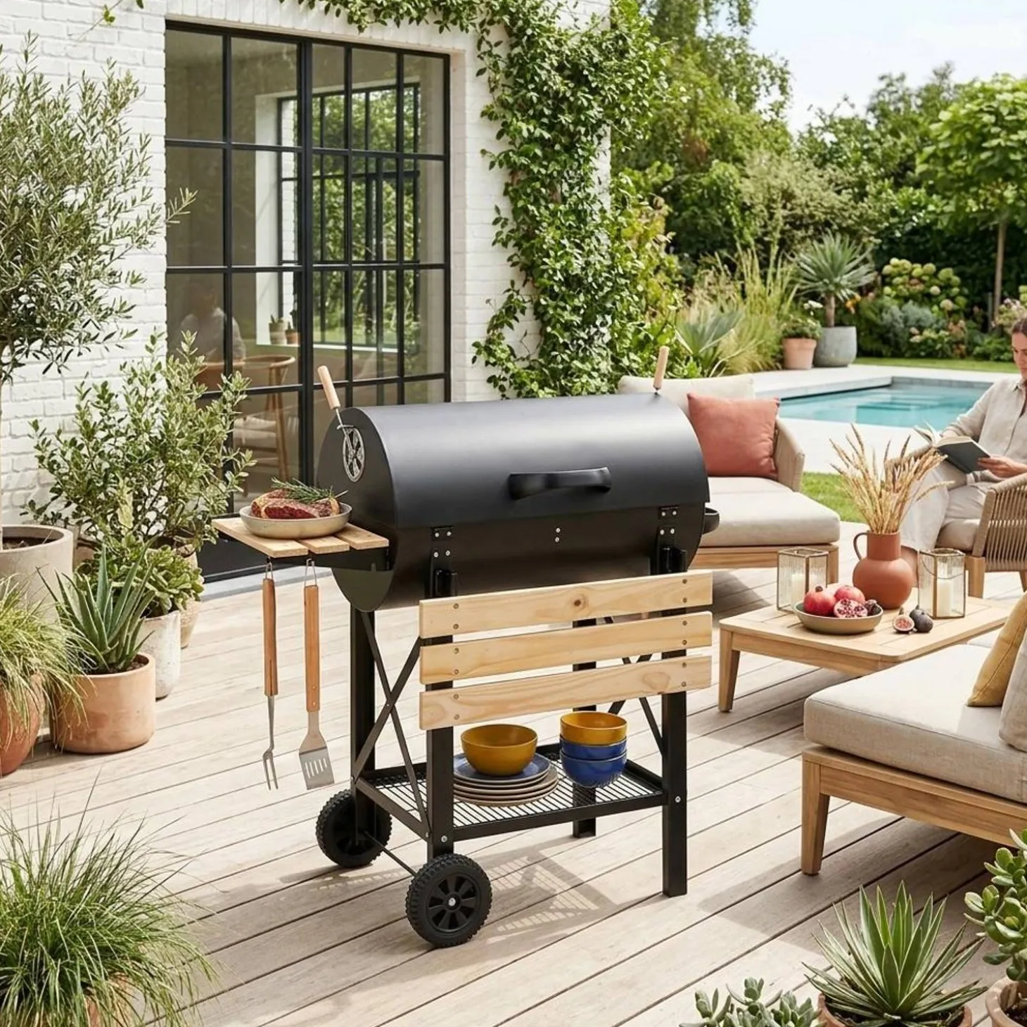 Houtskoolbarbecue en smoker