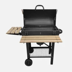 Houtskoolbarbecue, grill en smoker met wielen inklapbare tafels en hoes